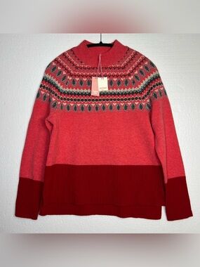 Fair Isle Sweater by White Stuff Clothing UK Size 8 U.S. size 4 Pink Wool NWT